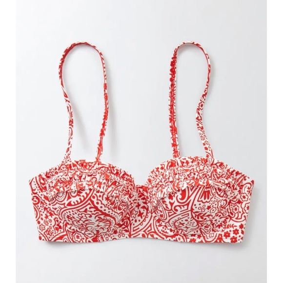 Boden Other - Boden Antibes Cup Size Ruffle Bikini Top Underwire Red Paisley 36D